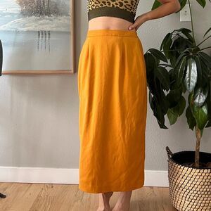 Vintage egg yolk yellow‎ straight skirt midi size 8 fully lined